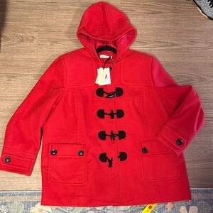 NWT Capsule Red Duffel Coat with Hood